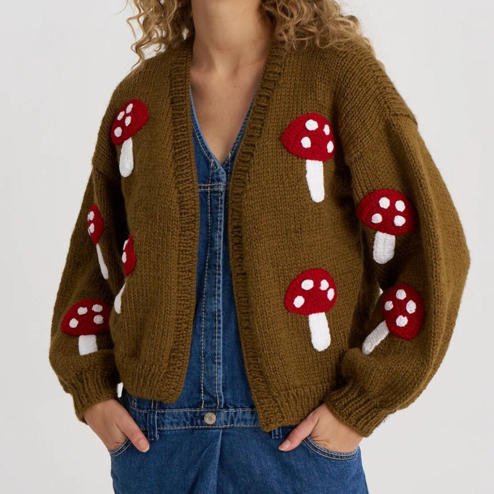 Mushroom Knit Cardigan